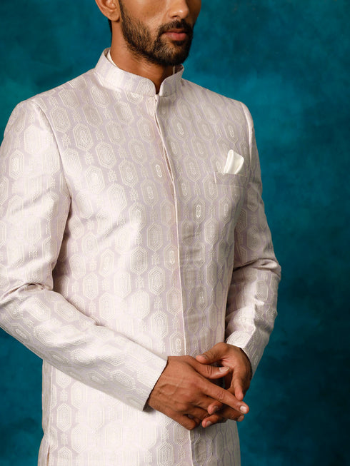 Men's Purple Imported Jacquard Indo With Kurta Pyjama Set