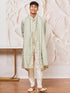 Men's Mint Green Cotton Blend Indowestern Pant And Dupatta Set