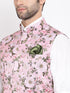 Men's Pink Digital Floral Printed Royal Nehru Jacket