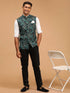 Men's Green Printed Nehru Jacket