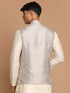 Men's Grey Silk Blend Woven Nehru Jacket