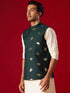 Men's Green Leaf Motif Embellished Jacket