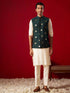 Men's Green Leaf Motif Embellished Jacket