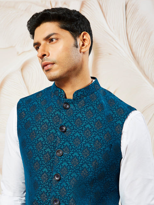 Men's Turquoise Silk Blend Jacket