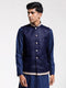 Men's Navy Blue Jute Nehru Jacket
