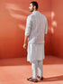 Men's Aqua Viscose Jacket,Kurta And Pyjama Set.