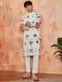 Men's Cream Cotton Jacket Kurta And Pyjama Set