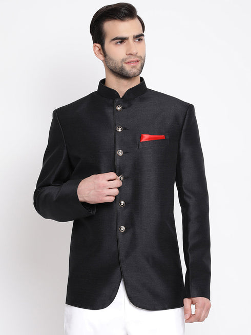 Men's Black Silk Blend Jodhpuri