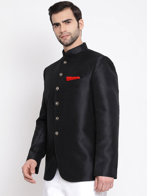 Men's Black Silk Blend Jodhpuri