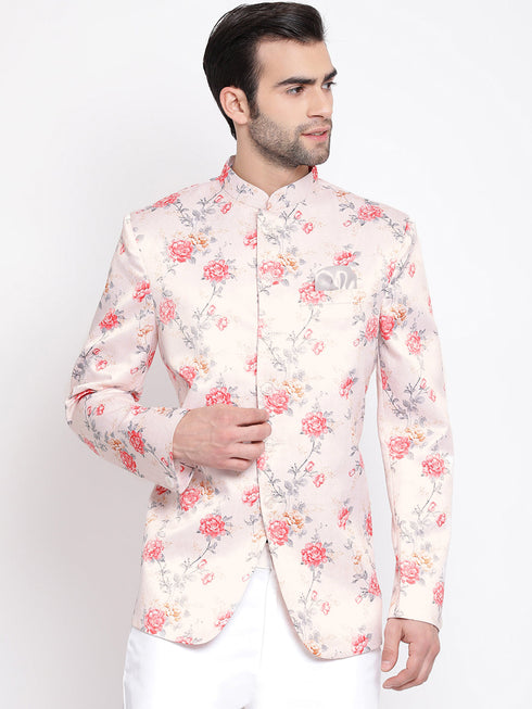 Men's Peach Silk Blend Jodhpuri