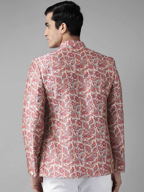 Men's Multicolor-Base-Pink Silk Blend Jodhpuri