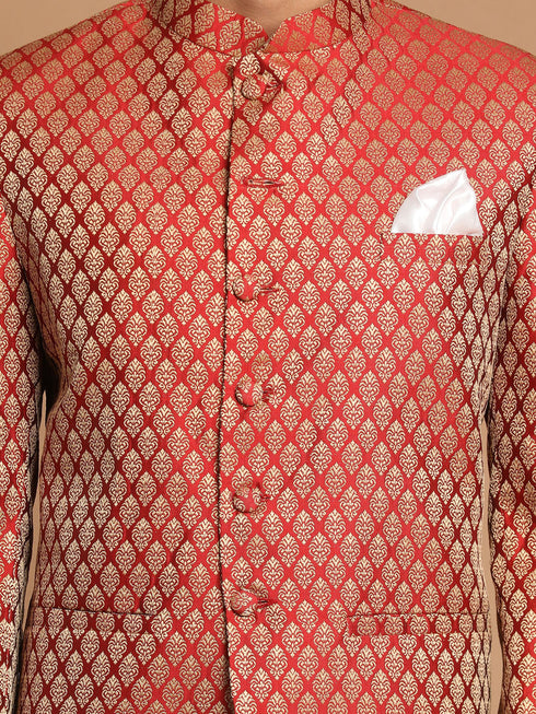 Men's Maroon Silk Blend Ethnic Jodhpuri