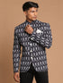 Men's Black Ikaat Print Jodhpuri
