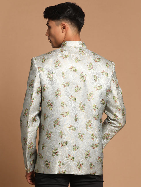 Men's Light Green Woven Jodhpuri