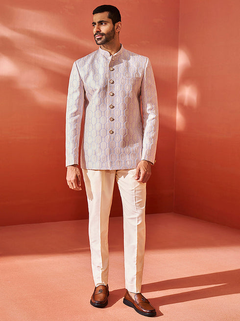 Men's Purple Silk Blend Jodhpuri