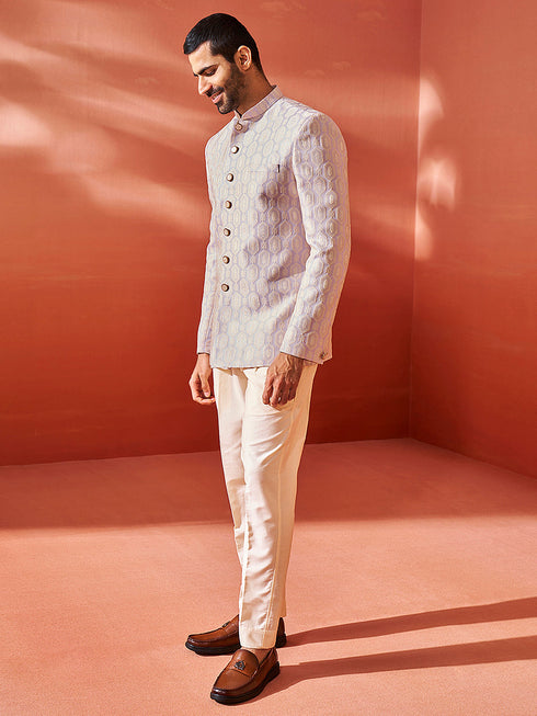 Men's Purple Silk Blend Jodhpuri