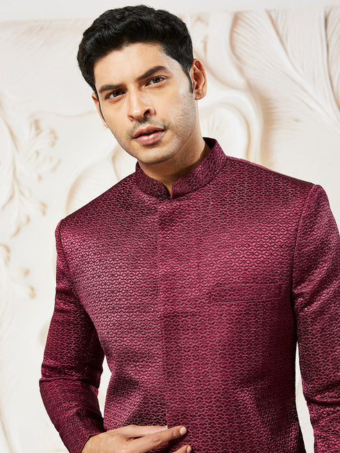 Men's Maroon Silk Blend Jodhpuri