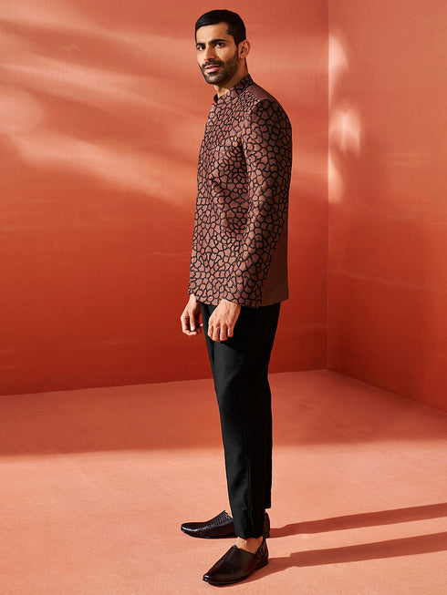 Men's Rust Silk Blend Jodhpuri