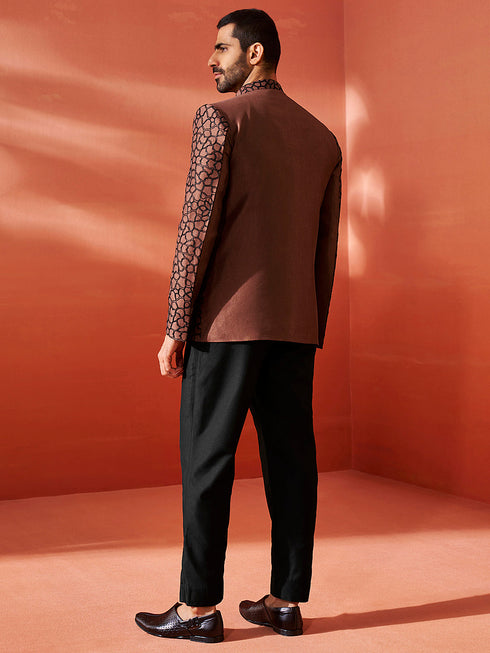 Men's Rust Silk Blend Jodhpuri