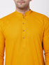 Men's Mustard And White Solid Cotton Blend Kurta Pyjama Set