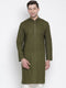 Men's Mehndi Green Cotton Kurta