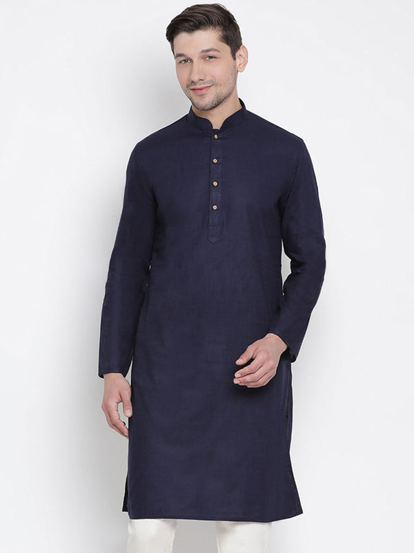 Men's Blue Cotton Kurta