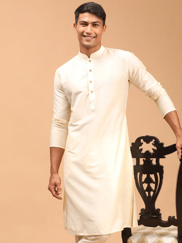 Men's Cream Viscose Rayon Kurta