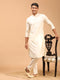 Men's Cream Viscose Rayon Kurta With Pant Style Pyjama Set