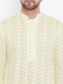 Men's Yellow Pure Cotton Chikankari Kurta