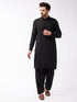 Men's Black Cotton Blend Kurta and Pyjama Set