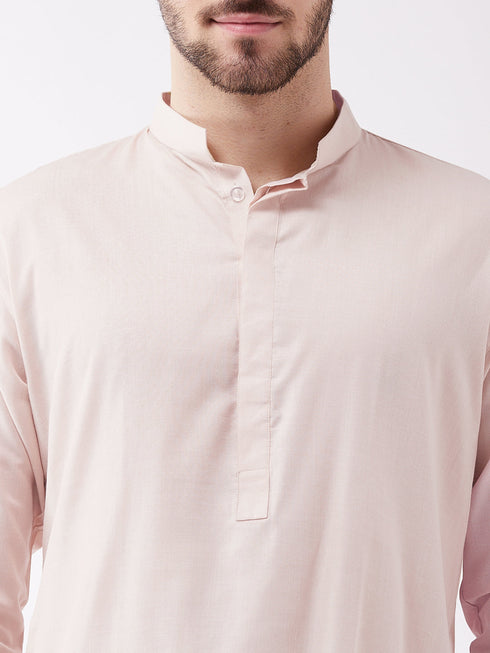 Men's Cream Cotton Blend Kurta and Pyjama Set