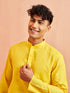 Men's Yellow Cotton Kurta Wedding Casual Wear