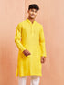 Men's Yellow Cotton Kurta Wedding Casual Wear