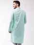 Men's Aqua Blue Cotton Blend Kurta