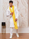 Men's White Cotton Kurta,Pyjama And Dupatta Set