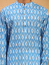 Men's Aqua Blue Ikkat Print Cotton Kurta
