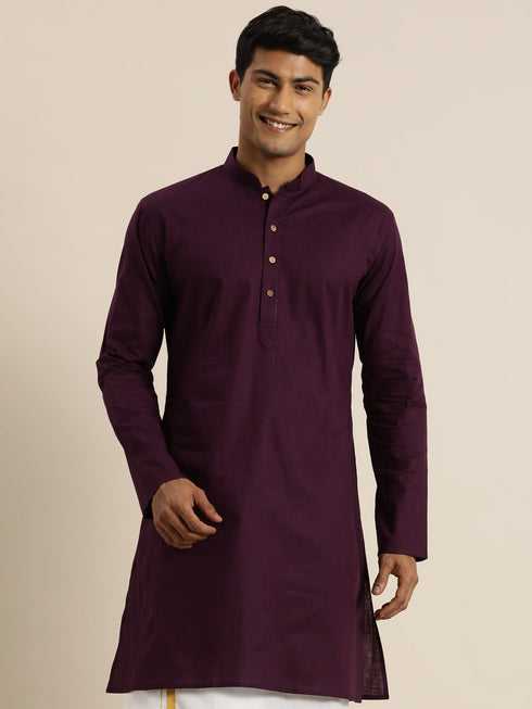 Men's Purple Cotton Kurta