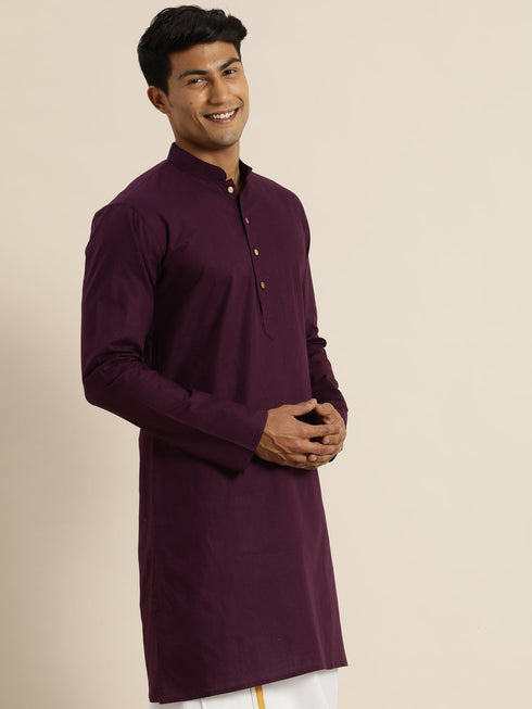 Men's Purple Cotton Kurta