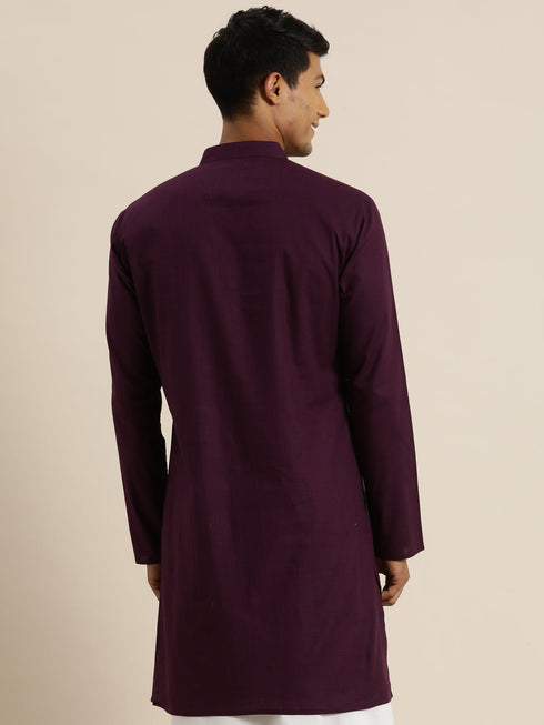 Men's Purple Cotton Kurta