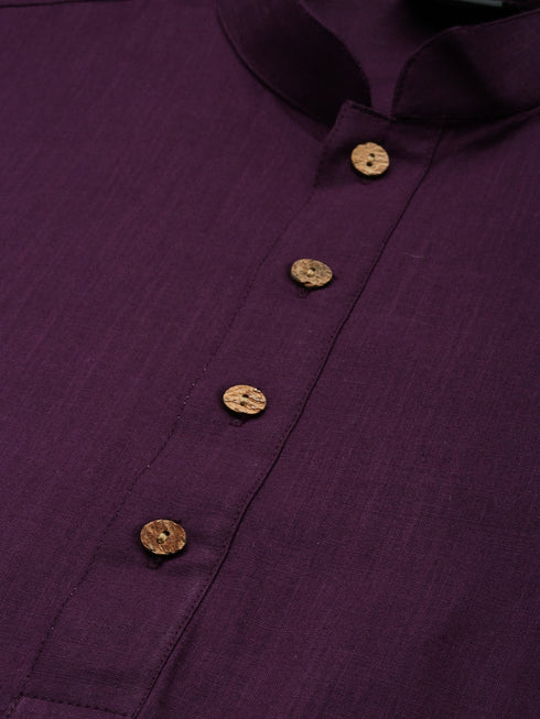 Men's Purple Cotton Kurta