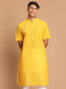 Men's Yellow Striped Pure Cotton Kurta