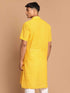 Men's Yellow Striped Pure Cotton Kurta