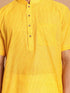 Men's Yellow Striped Pure Cotton Kurta