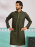 Men's Mehendi Green Cotton Blend Kurta