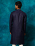 Men's Navy Blue Cotton Blend Ethnic Kurta