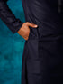 Men's Navy Blue Cotton Blend Ethnic Kurta