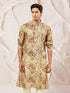 Men's Beige Floral Printed Straight Kurta