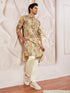 Men's Beige Floral Printed Straight Kurta
