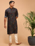 Men's Blue Printed Rayon Kurta