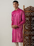 Men's Dark Pink Foil Printed Kurta